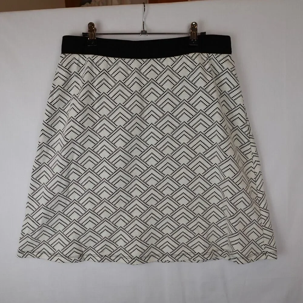 Gilli Skirt XL Stretch Black / White Geometric Pattern Pull on Comfy Preppy Work